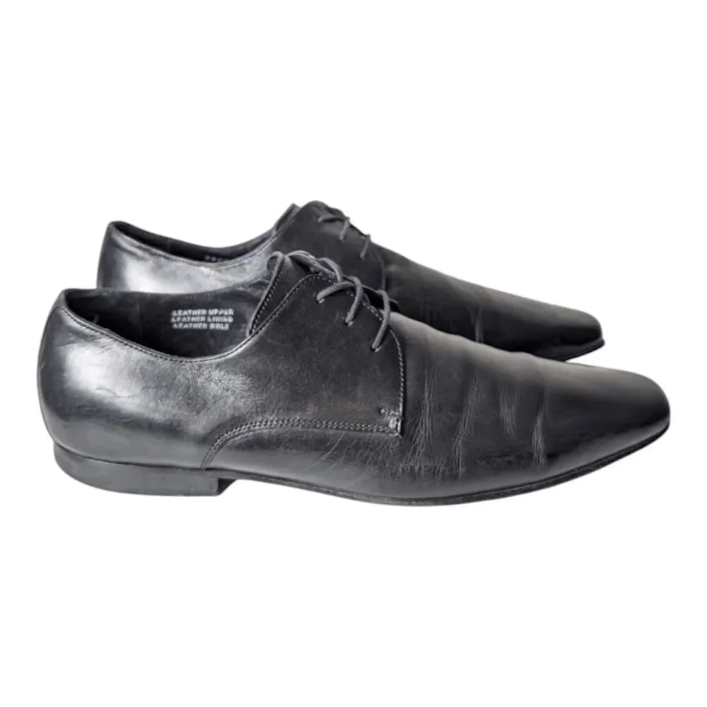 BETTACCINI Black Leather Plain Toe Oxford Size 45